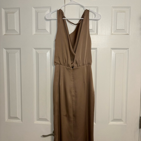 Fame & Partners Brown Cowl Neck Libra Dress - Picture 3 of 11